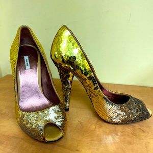 Gold Sequin Miu Miu Heels